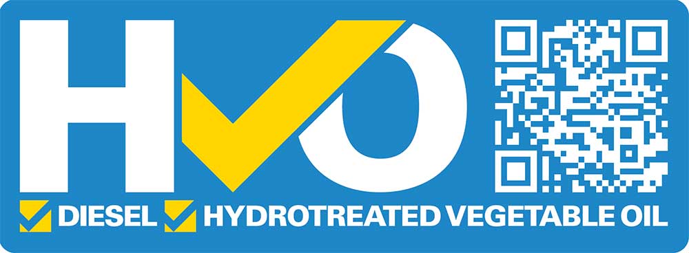 HVO darf ausschließlich bei Geräten getankt werden, die mit der Kennzeichnung "HVO" versehen sind.